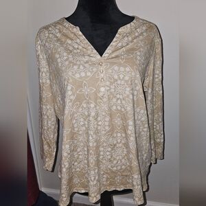 Basic Editions Women's XL Long Sleeve Floral Flower Shirt